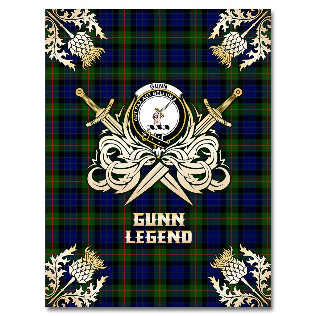 Gunn Modern Tartan Gold Courage Symbol Blanket