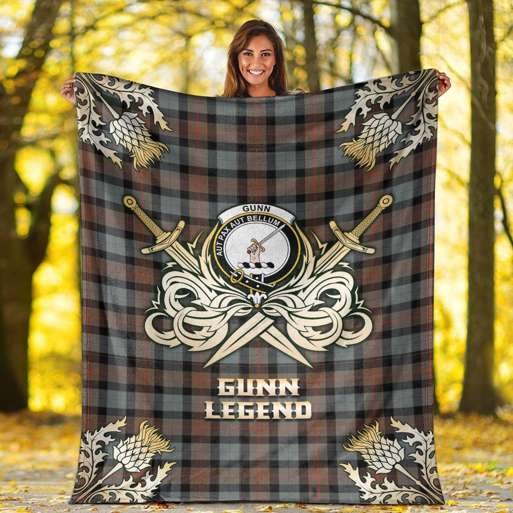 Gunn Weathered Tartan Gold Courage Symbol Blanket