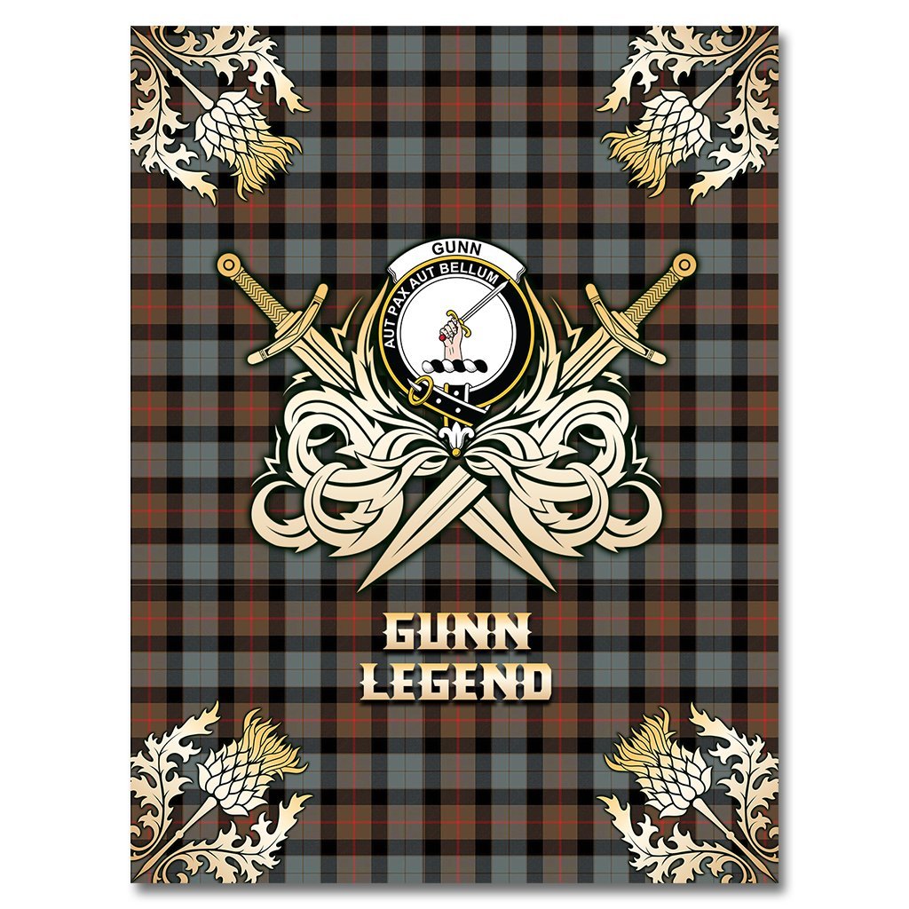 Gunn Weathered Tartan Gold Courage Symbol Blanket