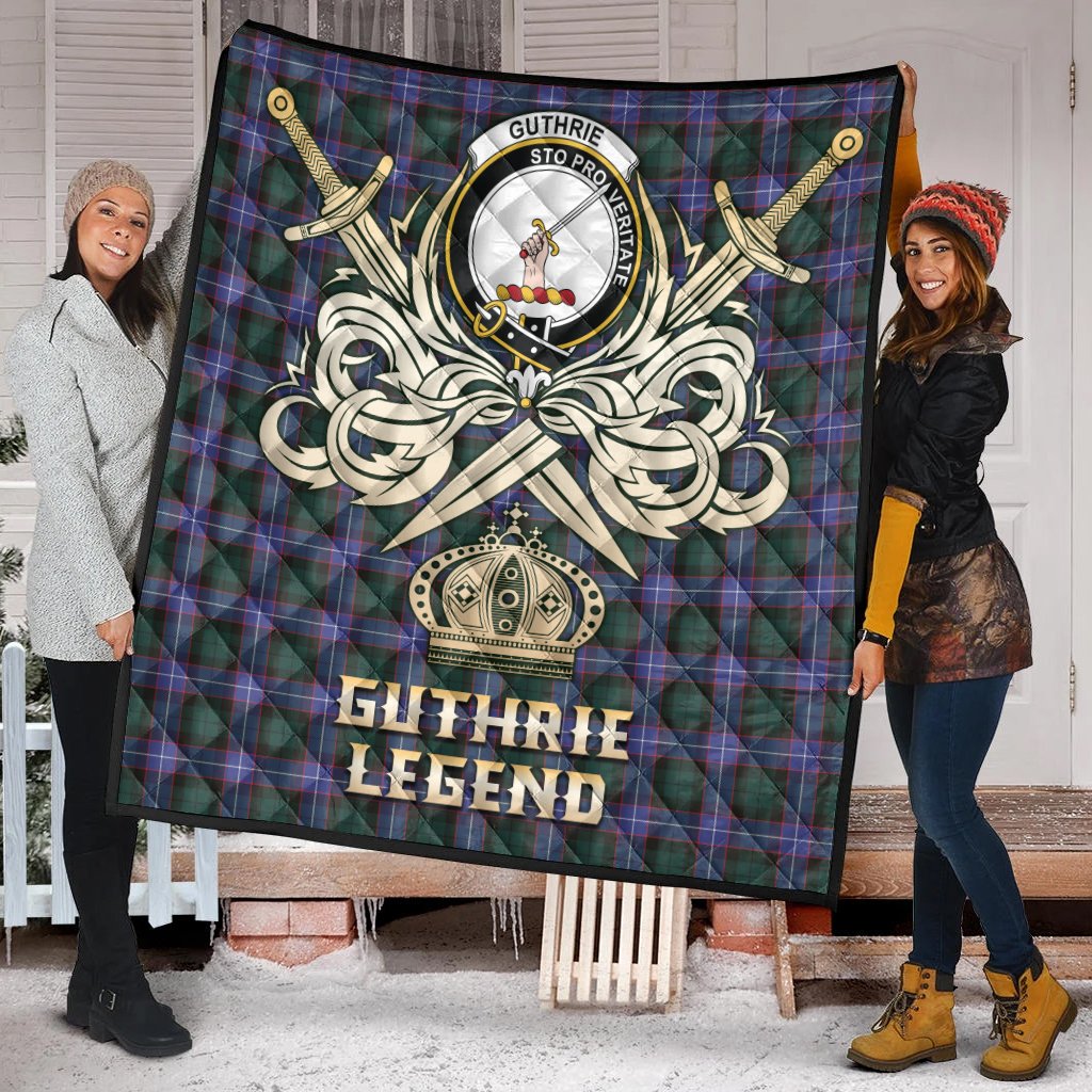 Guthrie Modern Tartan Crest Legend Gold Royal Premium Quilt