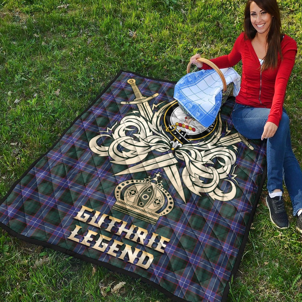 Guthrie Modern Tartan Crest Legend Gold Royal Premium Quilt