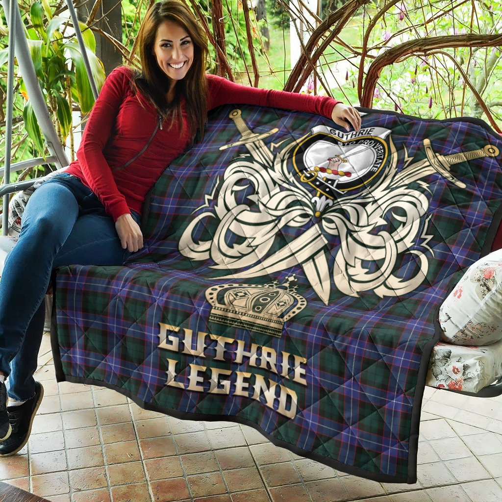 Guthrie Modern Tartan Crest Legend Gold Royal Premium Quilt