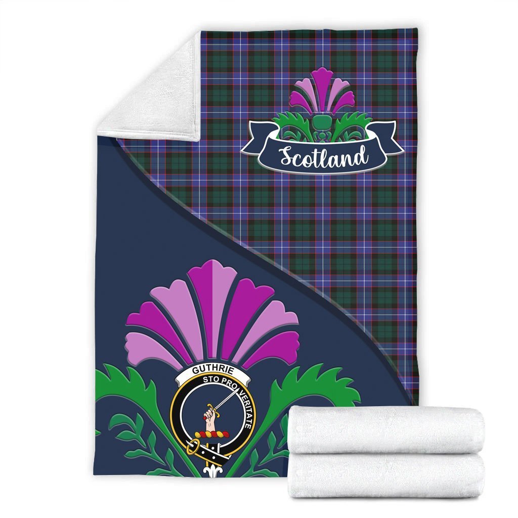 Guthrie Tartan Crest Premium Blanket - Thistle Style