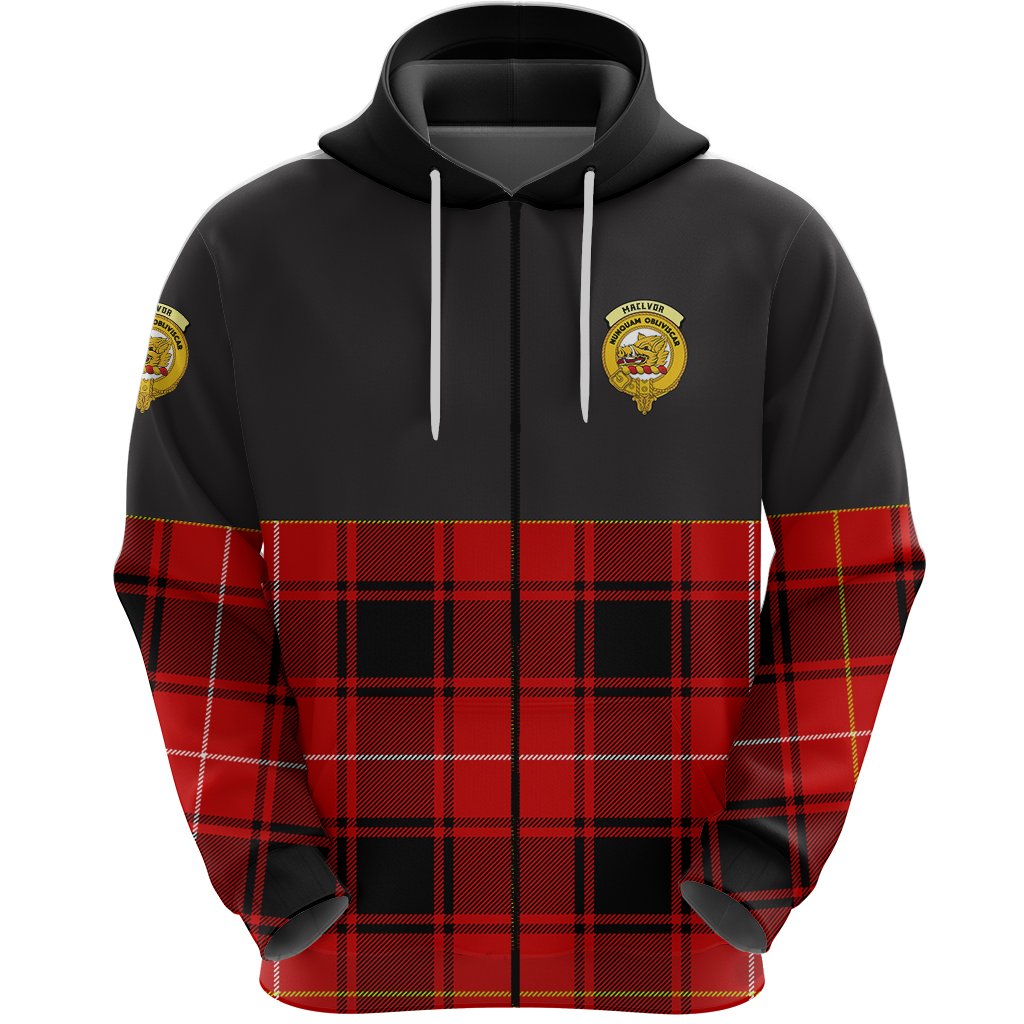 Maclvor (Maclver) Clan Half Of Tartan Zipper Hoodie