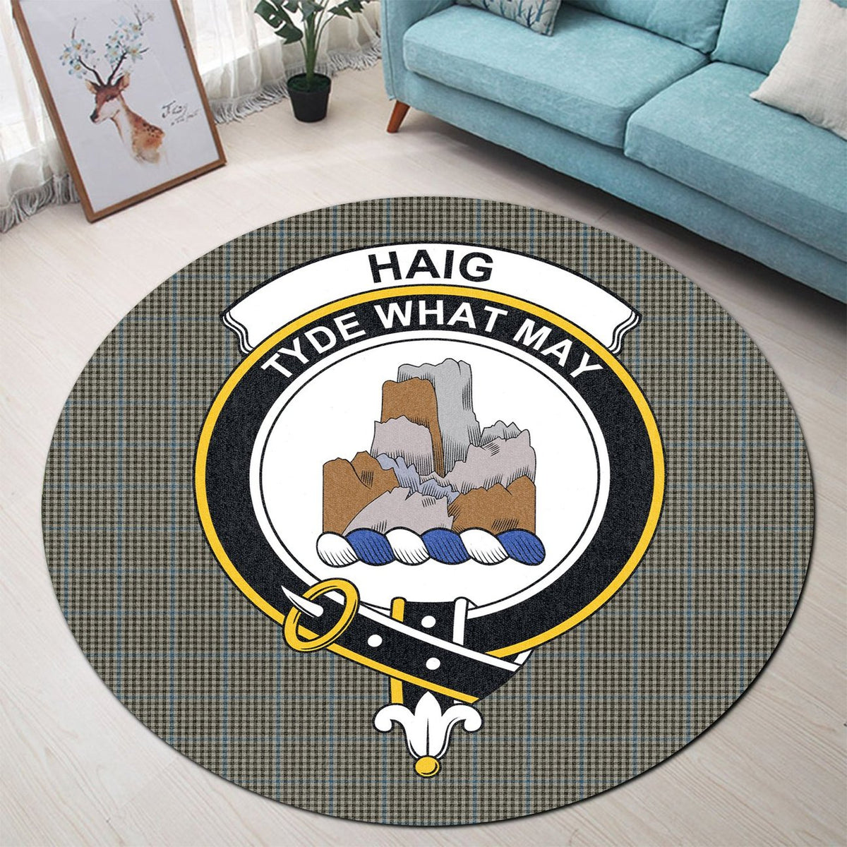 Haig Tartan Crest Round Rug