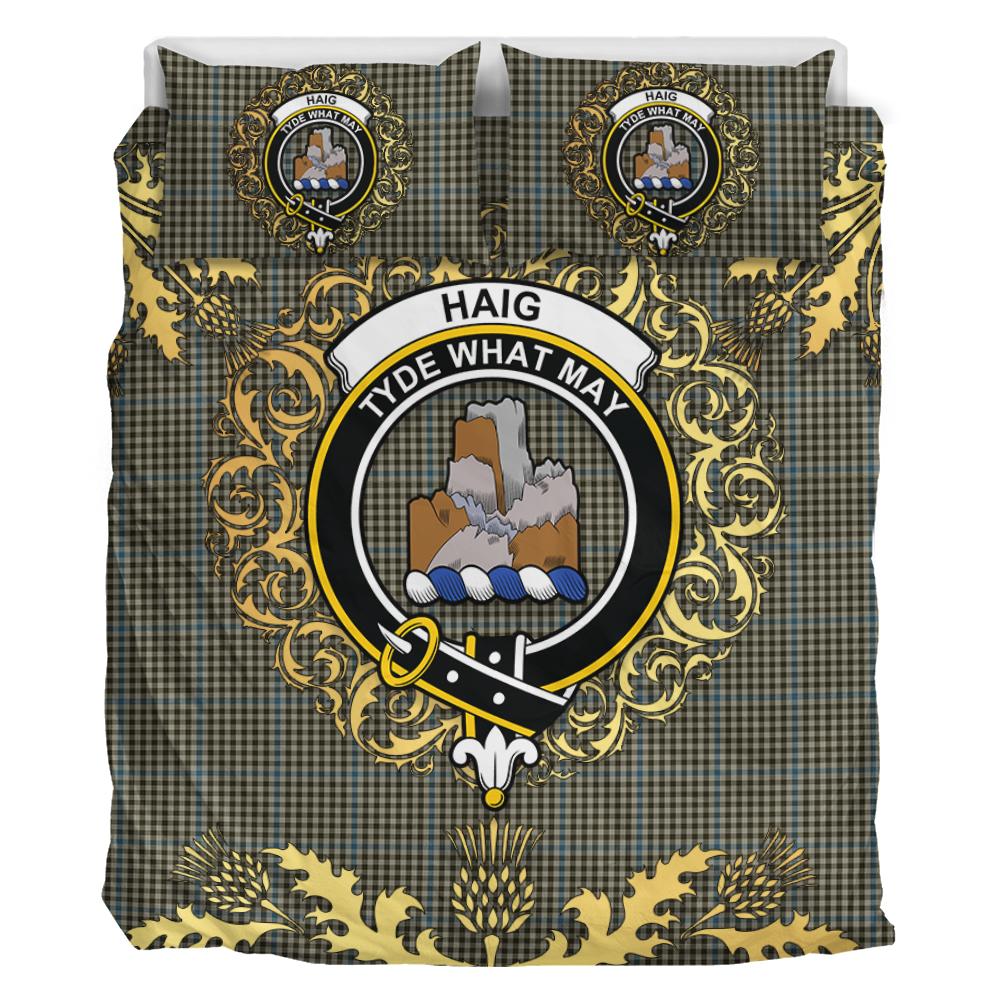 Haig Tartan Crest Bedding Set - Golden Thistle Style