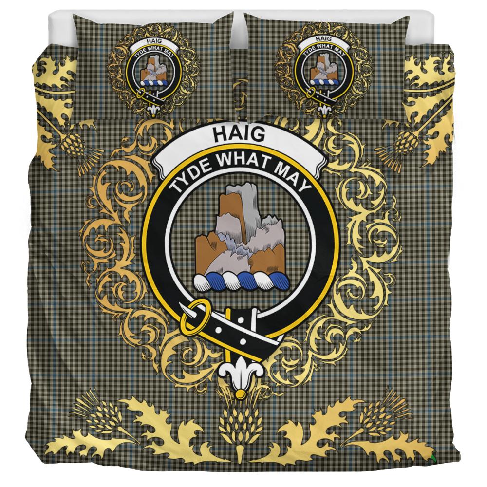 Haig Tartan Crest Bedding Set - Golden Thistle Style