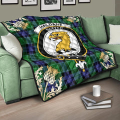 Haldane Tartan Crest Premium Quilt - Gold Thistle Style