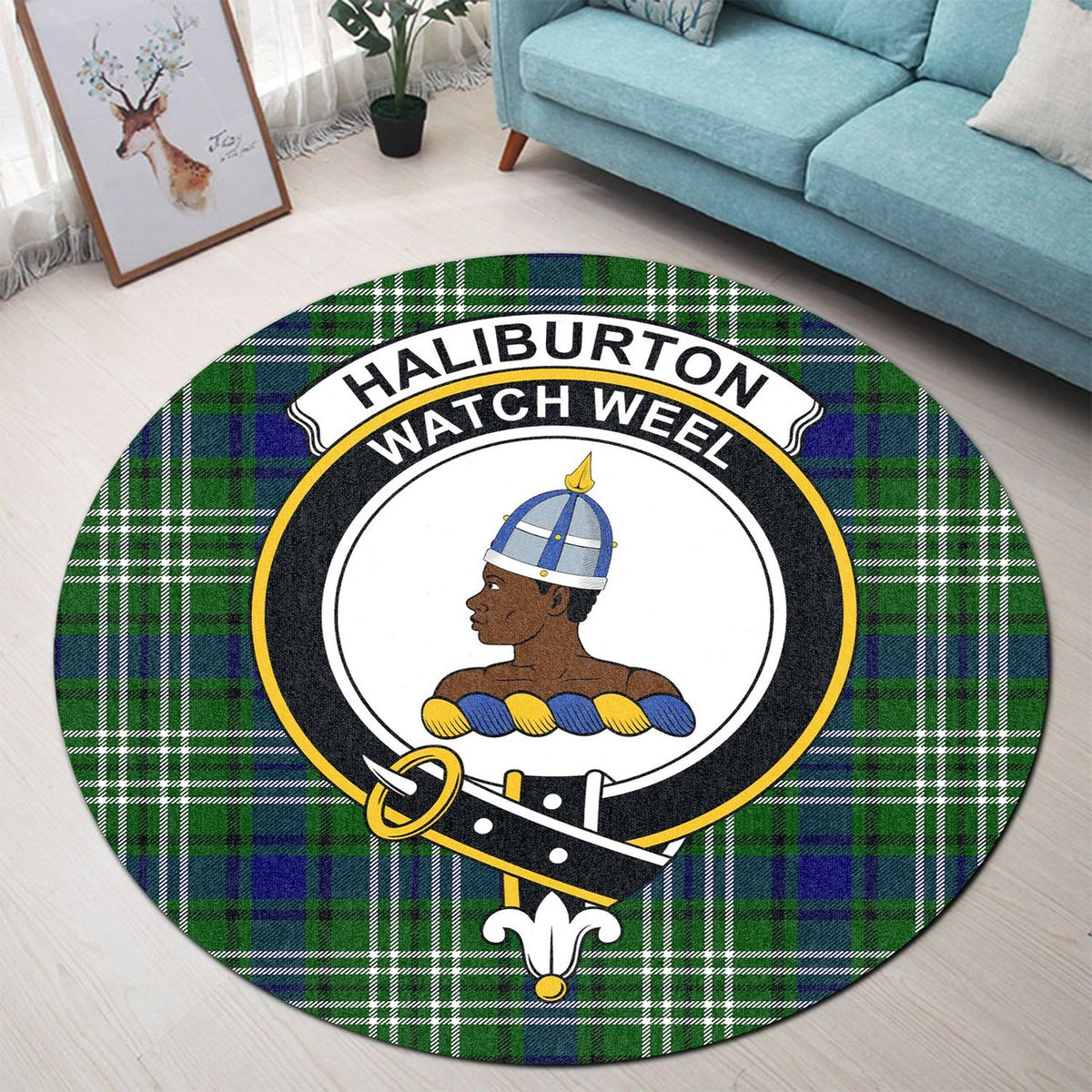 Haliburton Tartan Crest Round Rug