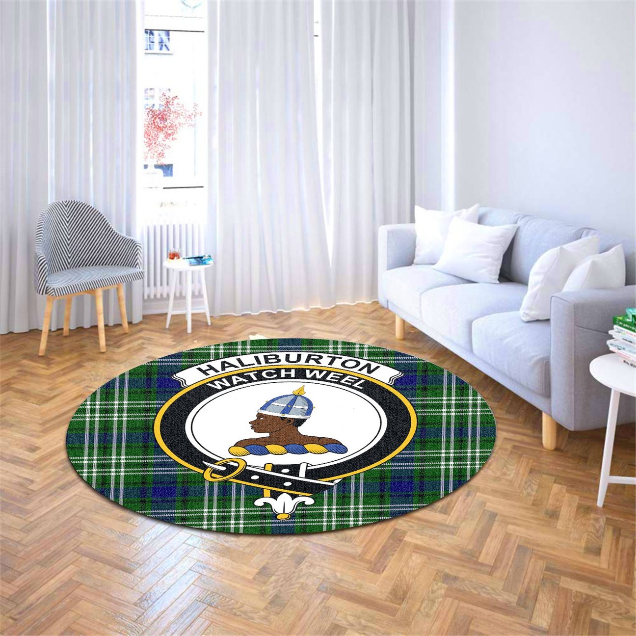 Haliburton Tartan Crest Round Rug