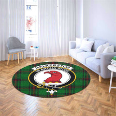 Halkerston Tartan Crest Round Rug