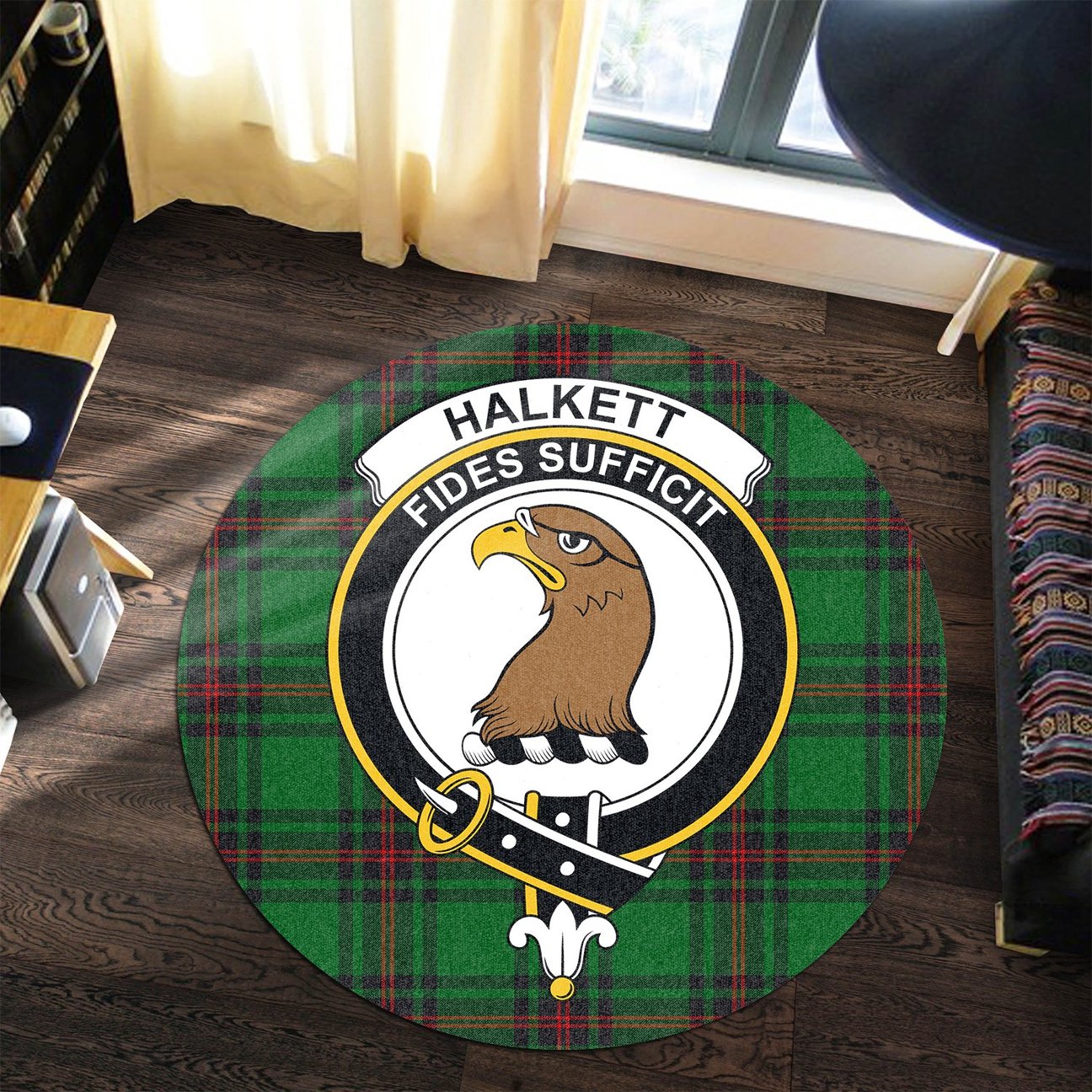 Halkett Tartan Crest Round Rug