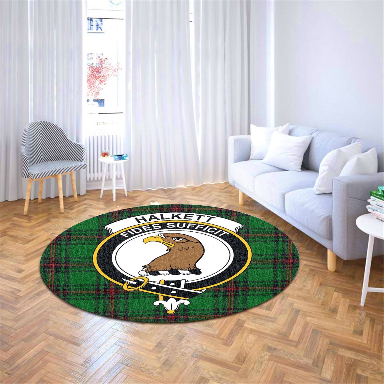 Halkett Tartan Crest Round Rug