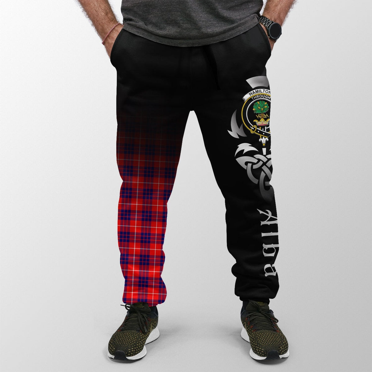 Hamilton Modern Tartan Crest Jogger Sweatpants - Alba Celtic Style