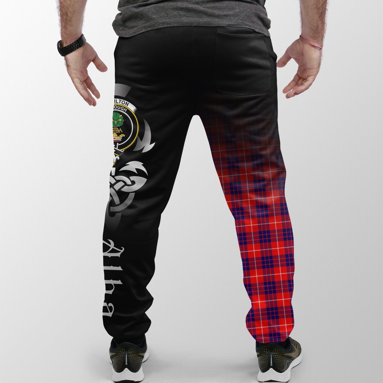 Hamilton Modern Tartan Crest Jogger Sweatpants - Alba Celtic Style