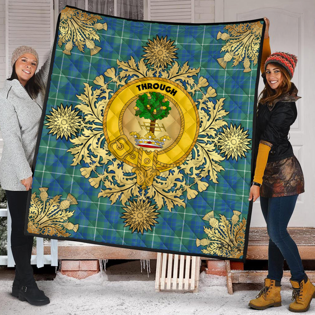 Hamilton Hunting Ancient Tartan Crest Premium Quilt - Gold Thistle Style