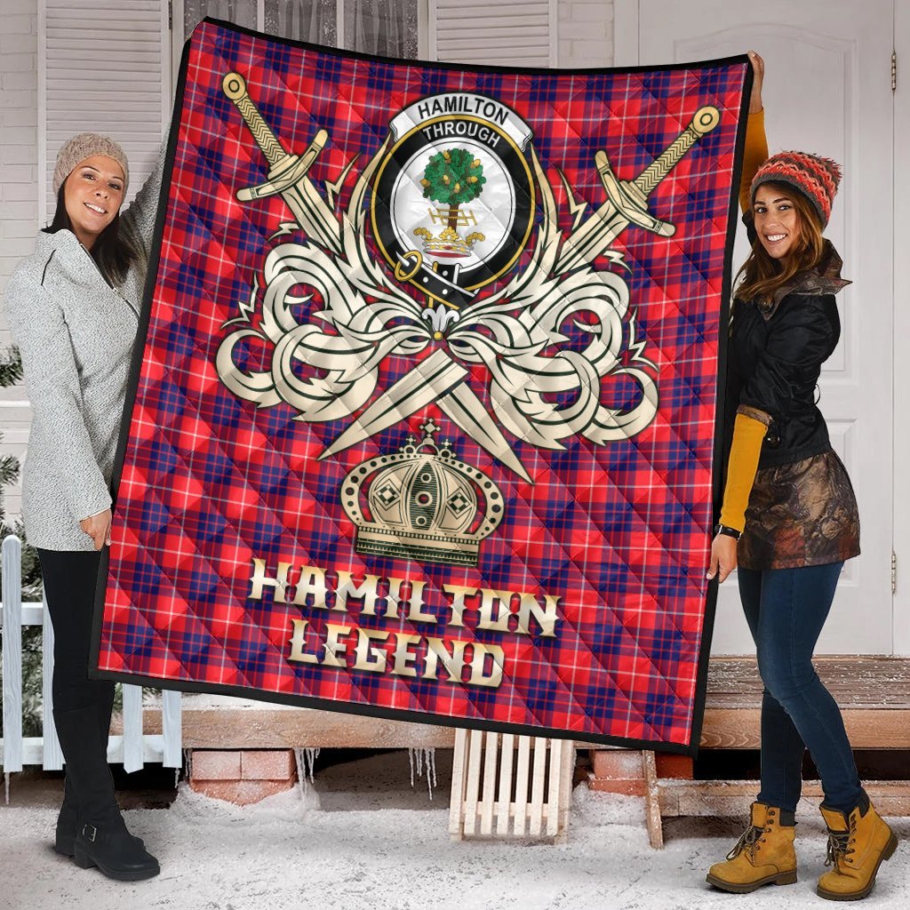 Hamilton Modern Tartan Crest Legend Gold Royal Premium Quilt