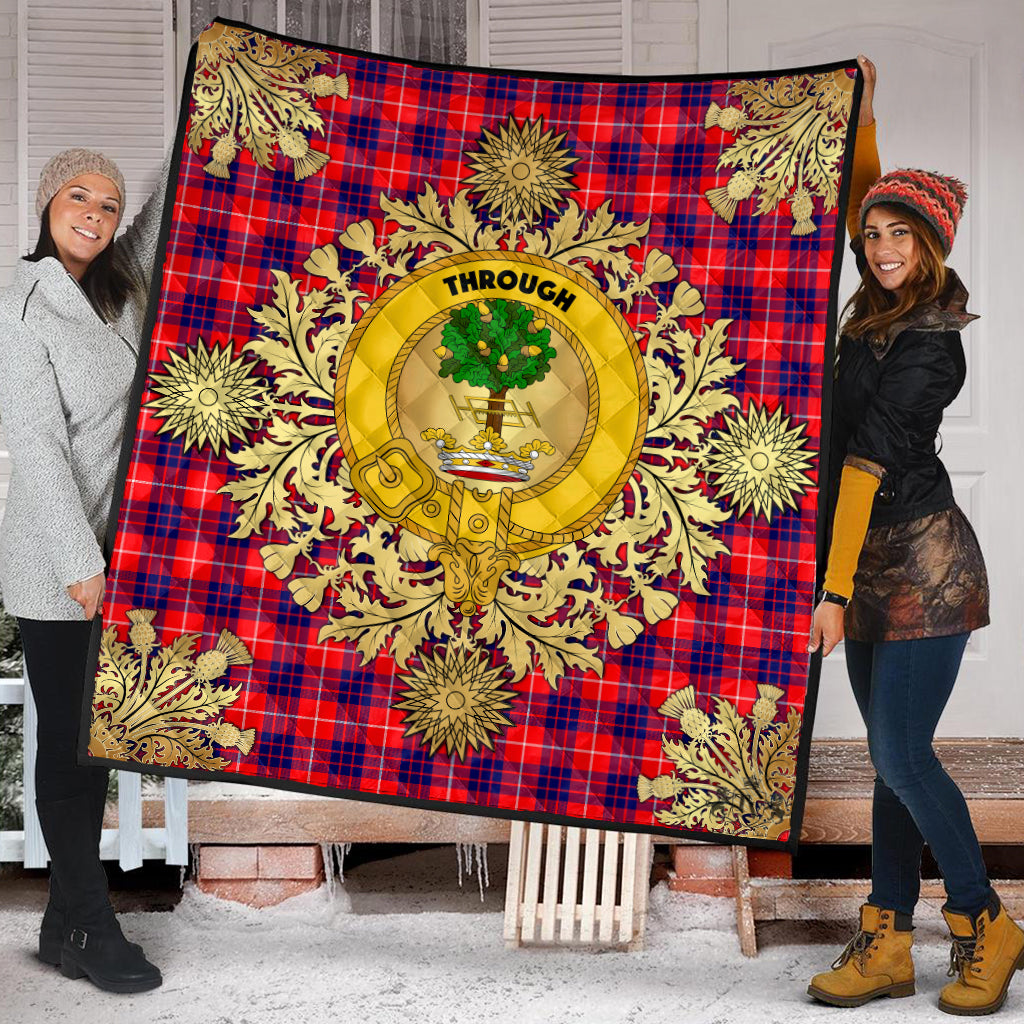 Hamilton Modern Tartan Crest Premium Quilt - Gold Thistle Style