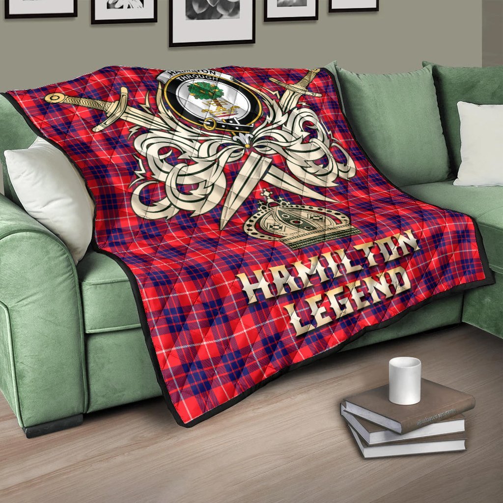 Hamilton Modern Tartan Crest Legend Gold Royal Premium Quilt