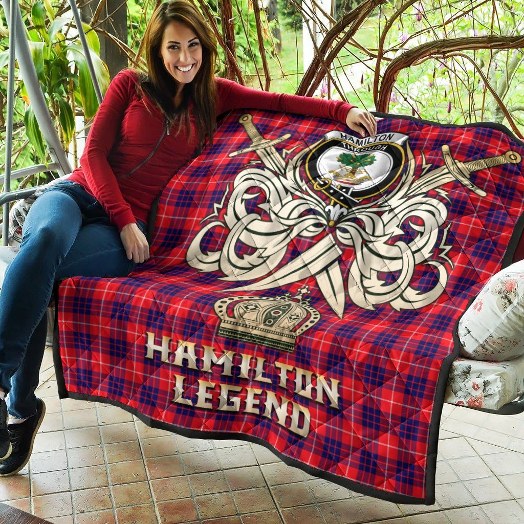 Hamilton Modern Tartan Crest Legend Gold Royal Premium Quilt