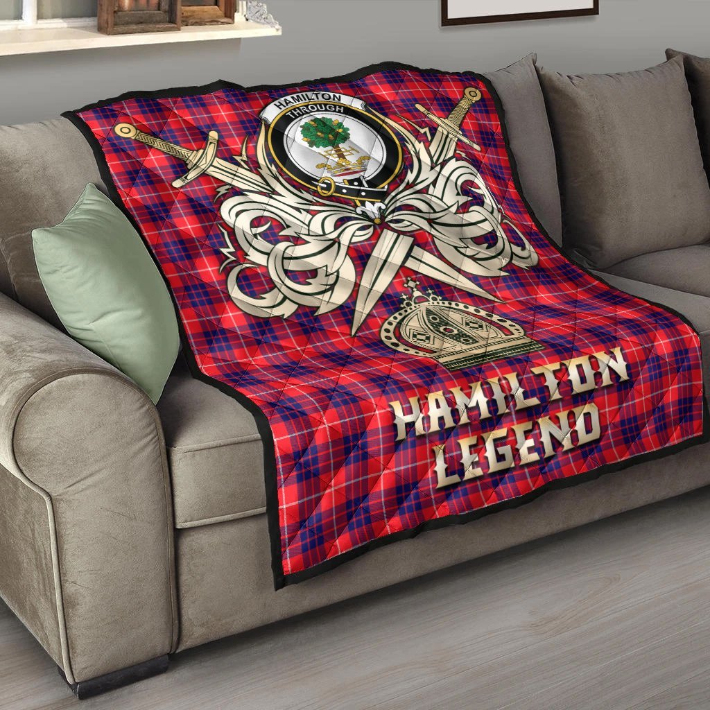 Hamilton Modern Tartan Crest Legend Gold Royal Premium Quilt