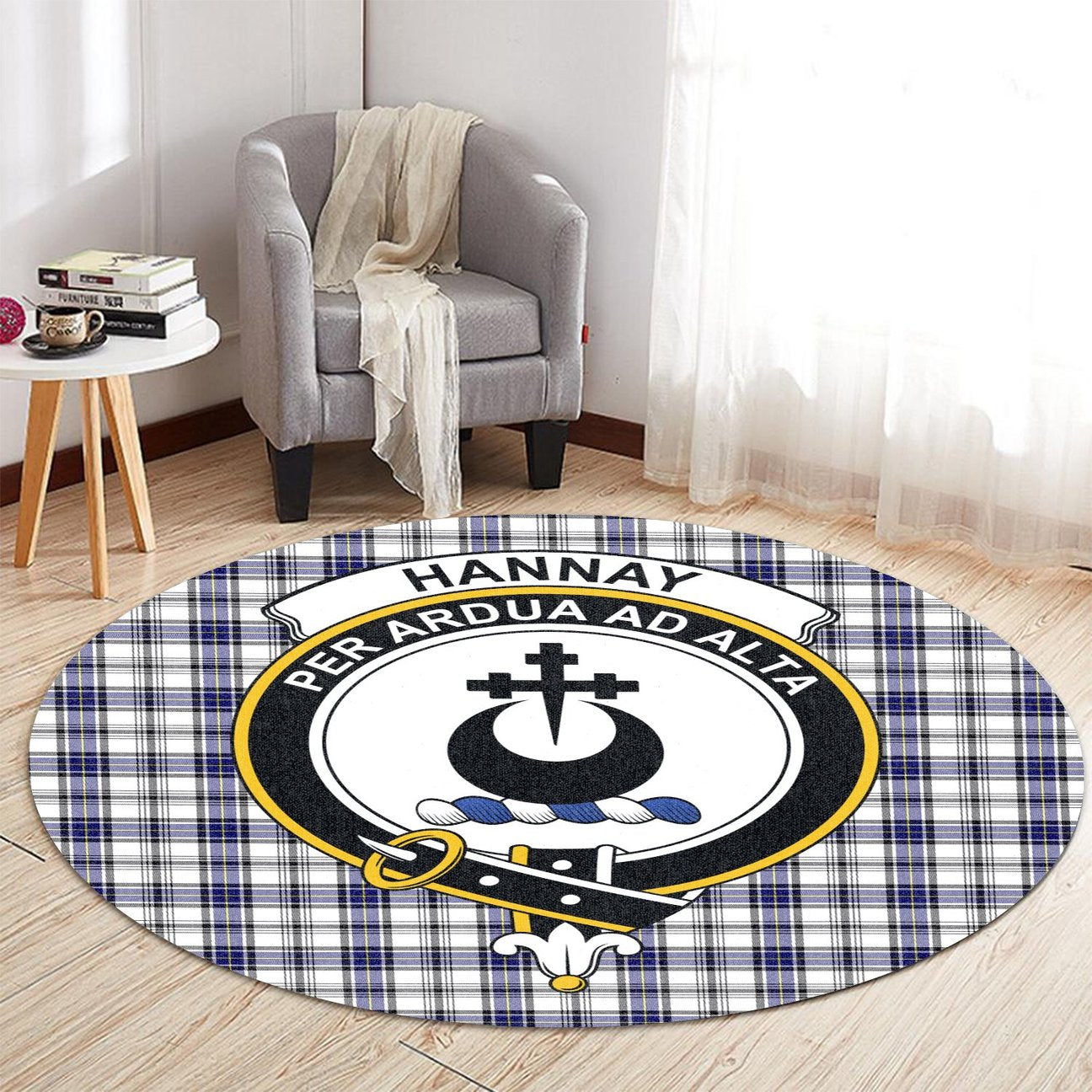 Hannay Modern Tartan Crest Round Rug