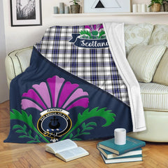 Hannay Tartan Crest Premium Blanket - Thistle Style