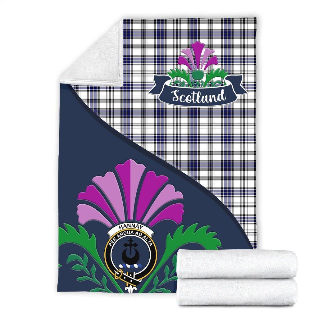 Hannay Tartan Crest Premium Blanket - Thistle Style