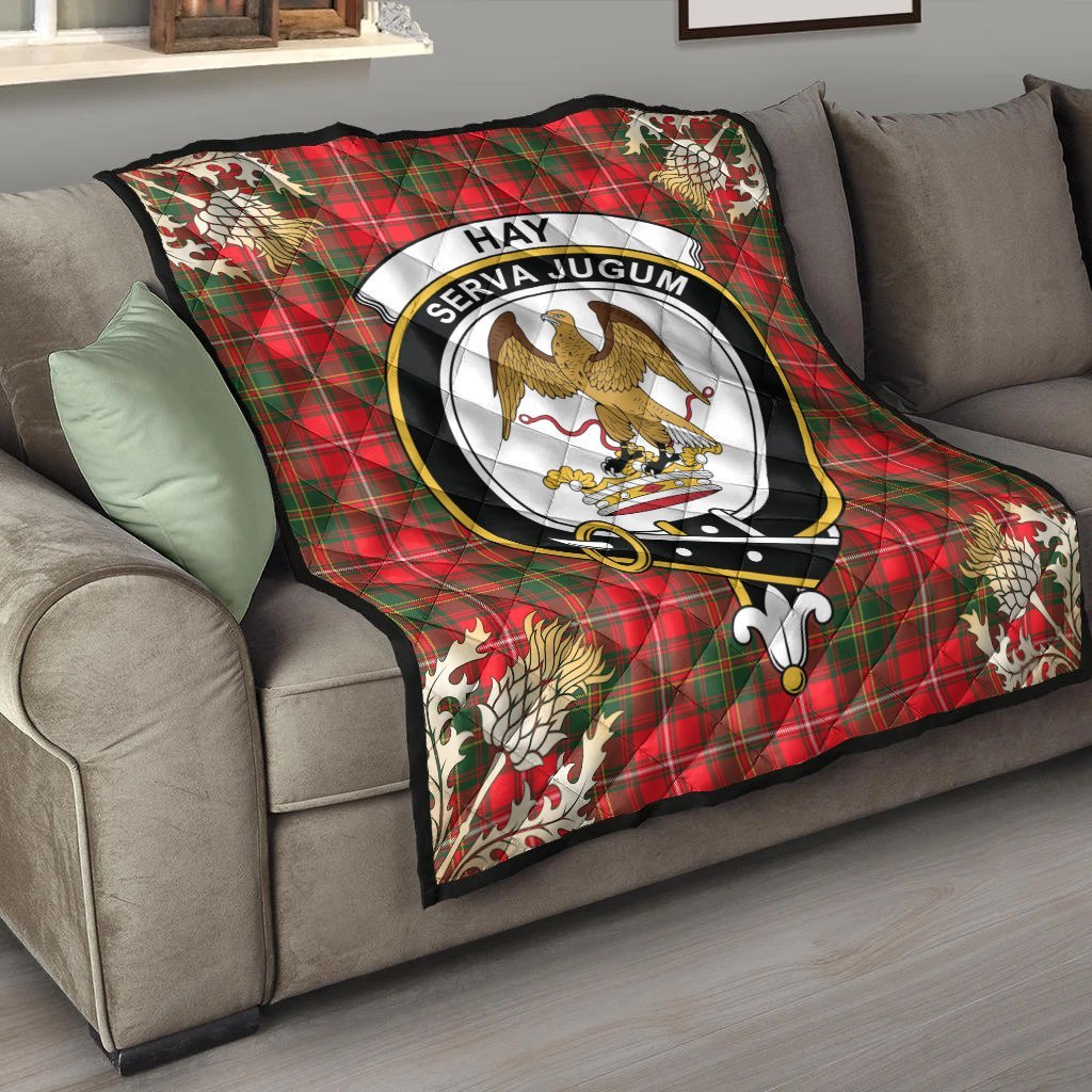 Hay Modern Tartan Crest Premium Quilt - Gold Thistle Style