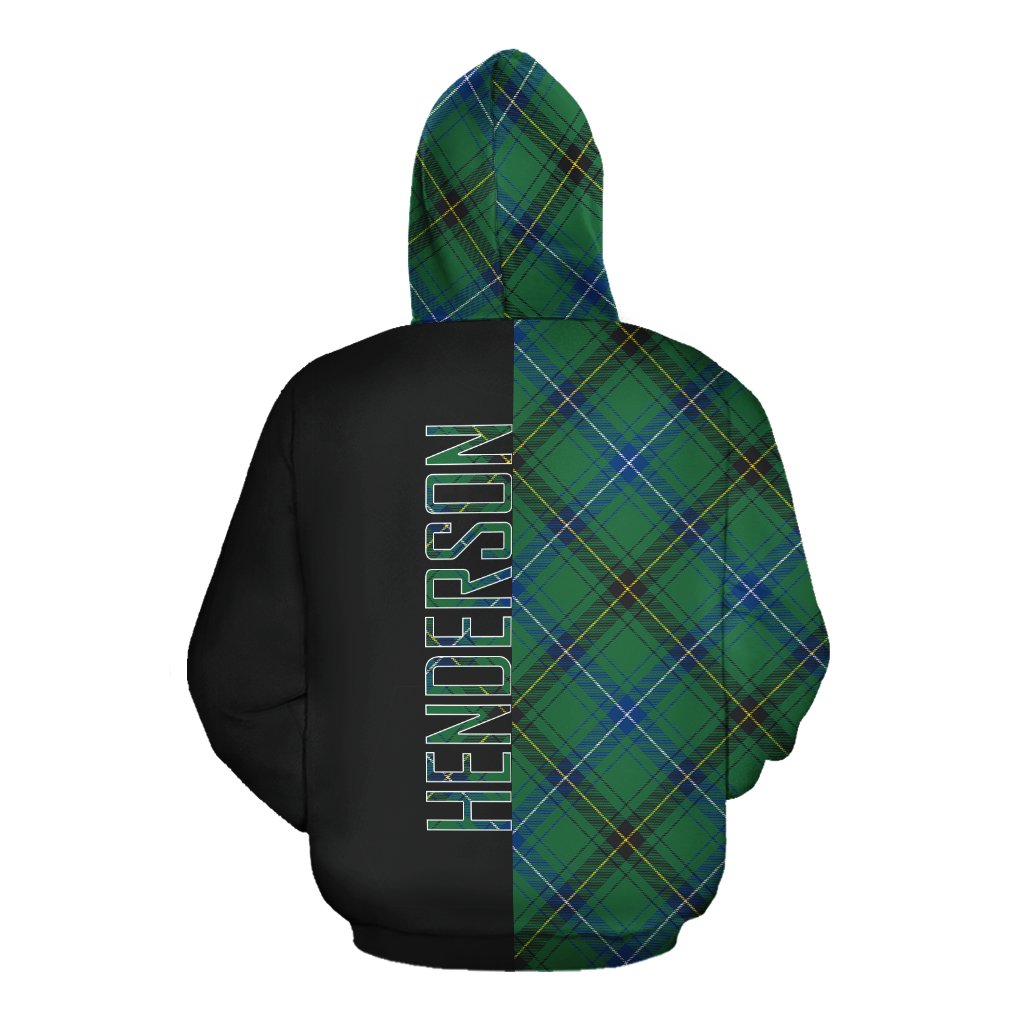 Henderson Ancient Tartan Hoodie Half of Me - Cross Style