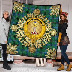 Henderson Ancient Tartan Crest Premium Quilt - Gold Thistle Style