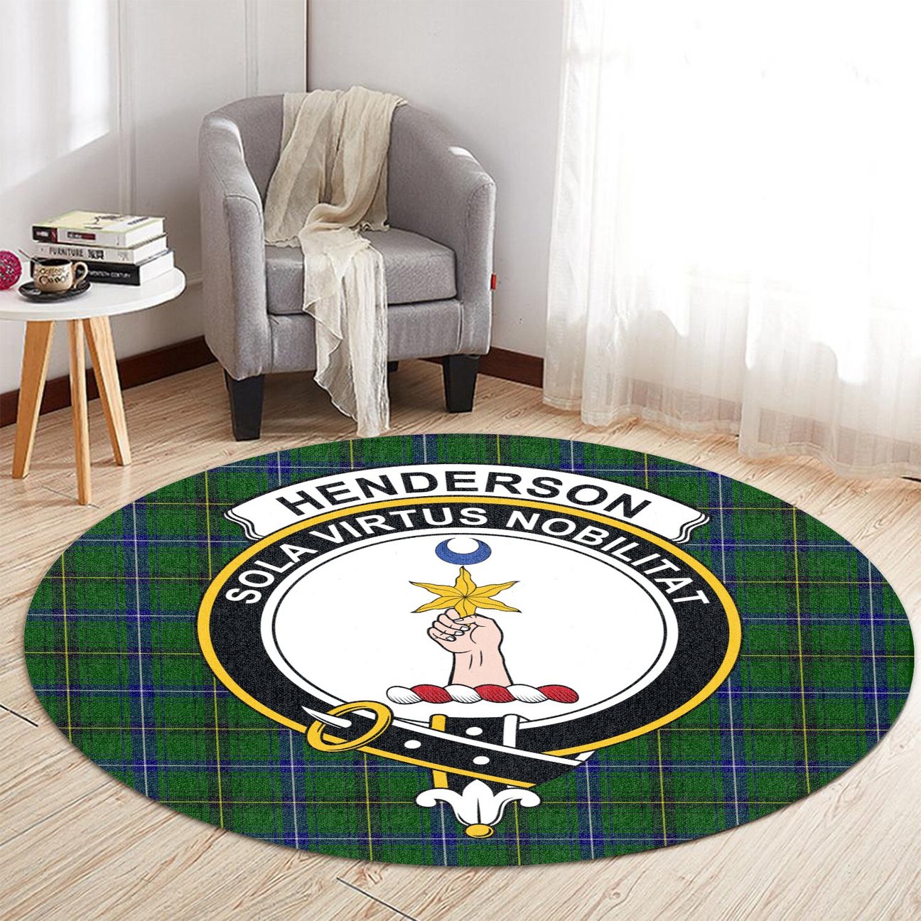 Henderson Modern Tartan Crest Round Rug