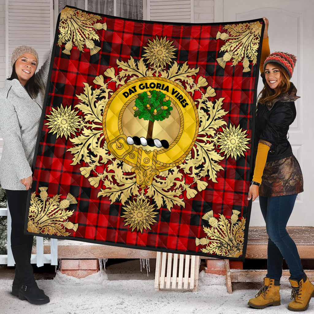 Hogg Tartan Crest Premium Quilt - Gold Thistle Style