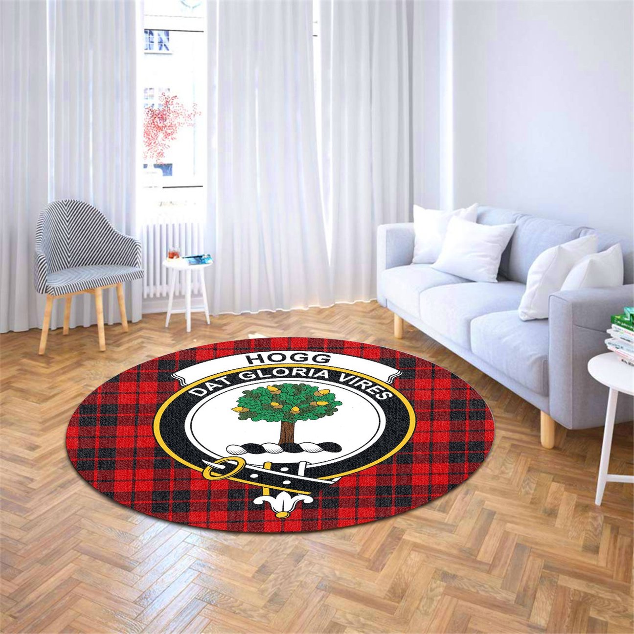 Hogg Tartan Crest Round Rug