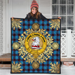 Home Ancient Tartan Crest Premium Quilt - Gold Thistle Style