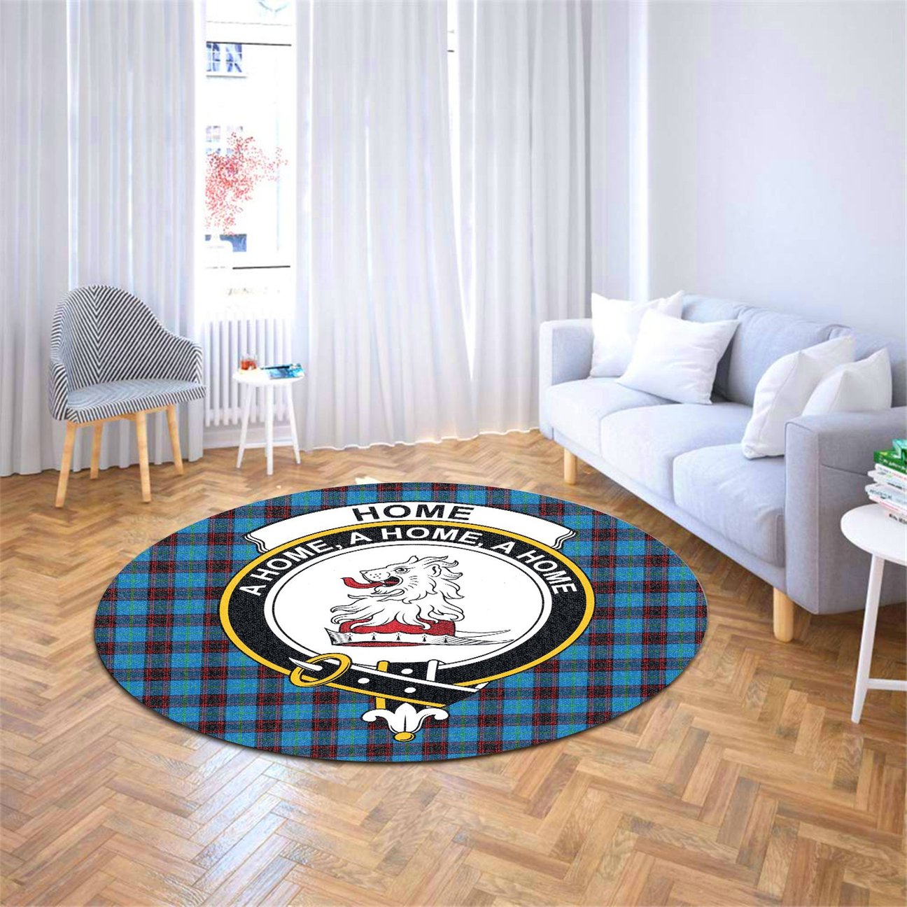 Home Ancient Tartan Crest Round Rug