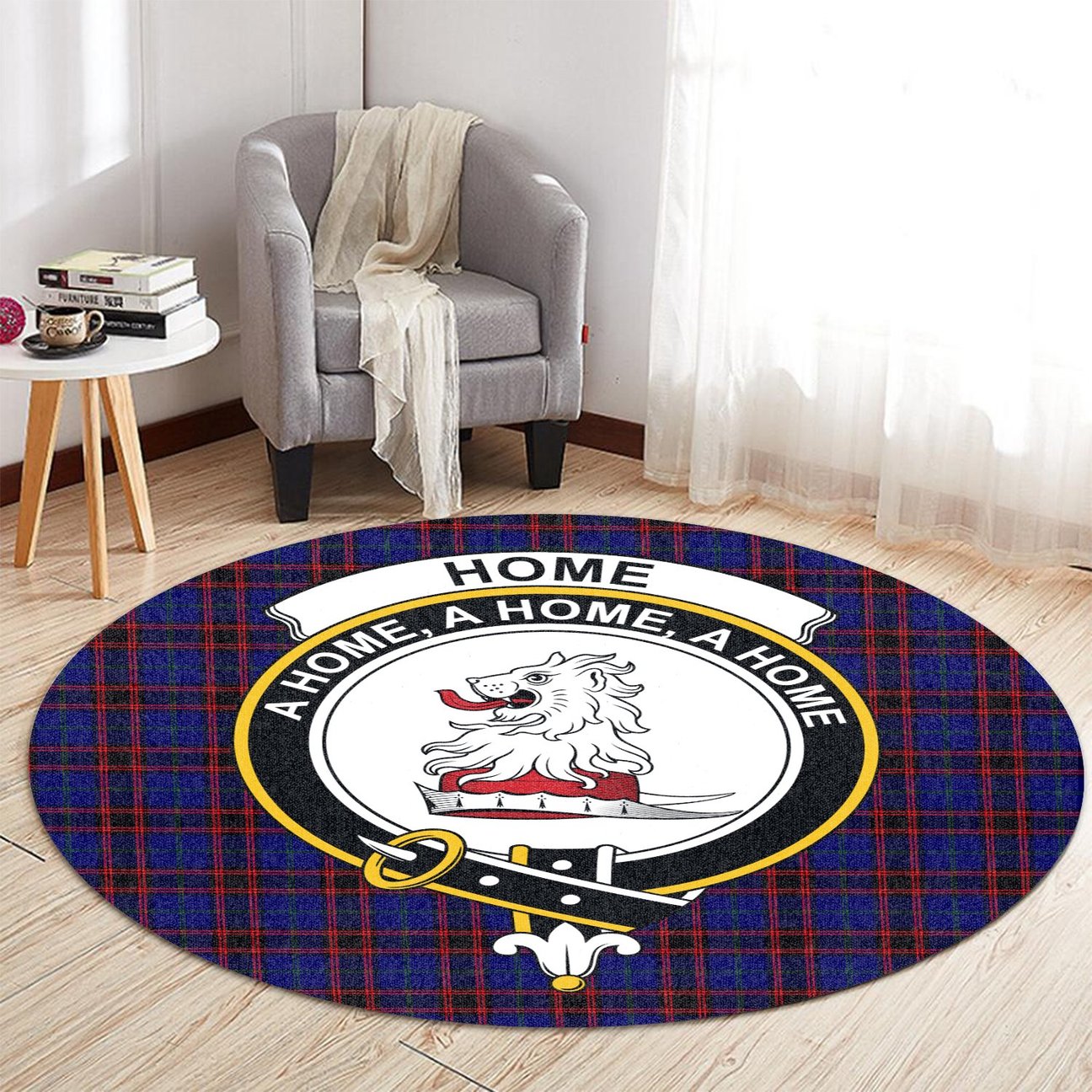 Home Modern Tartan Crest Round Rug