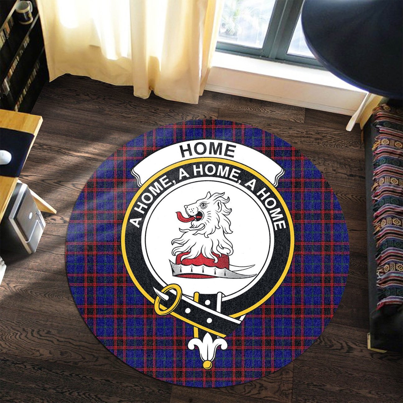 Home Modern Tartan Crest Round Rug