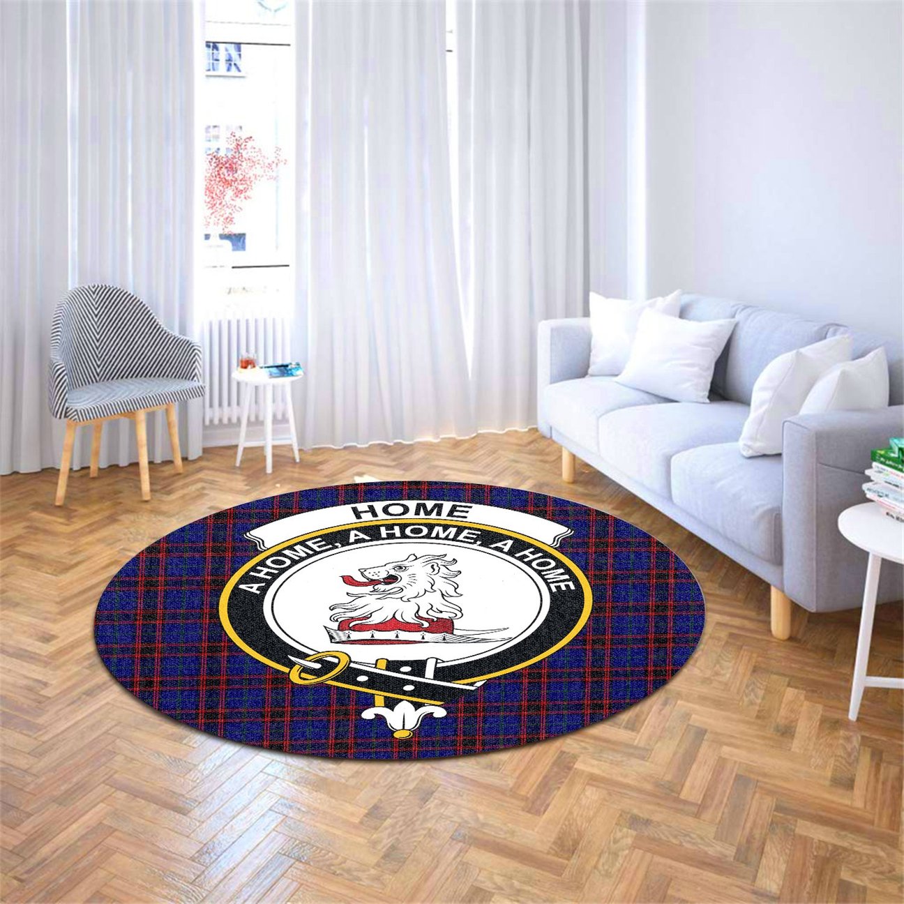 Home Modern Tartan Crest Round Rug