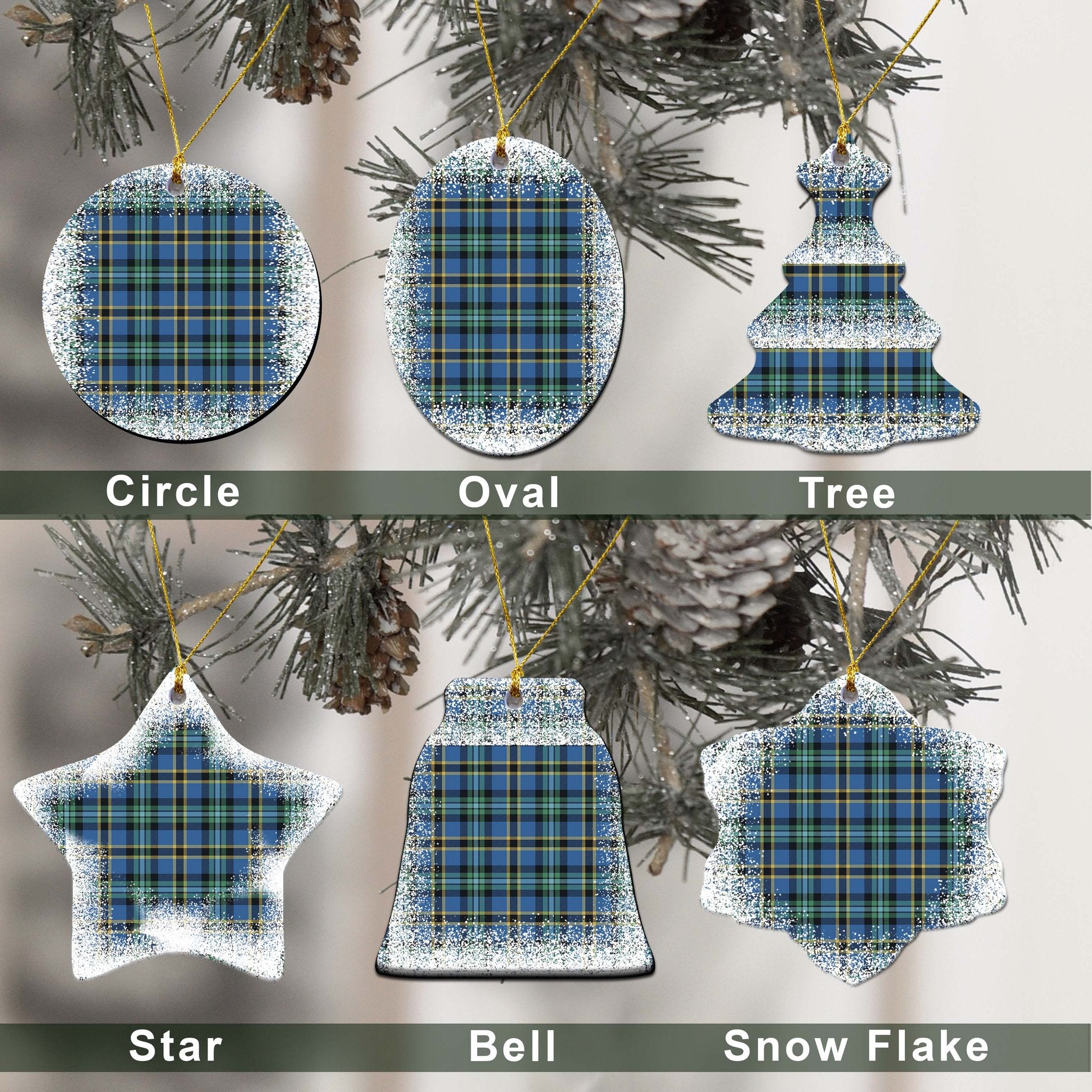 Hope Tartan Christmas Ceramic Ornament - Snow Style