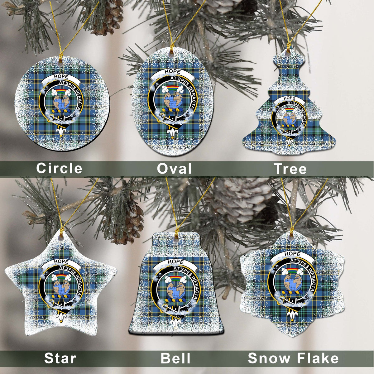 Hope Tartan Christmas Ceramic Ornament - Snow Style