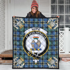 Hope Tartan Crest Premium Quilt - Gold Thistle Style