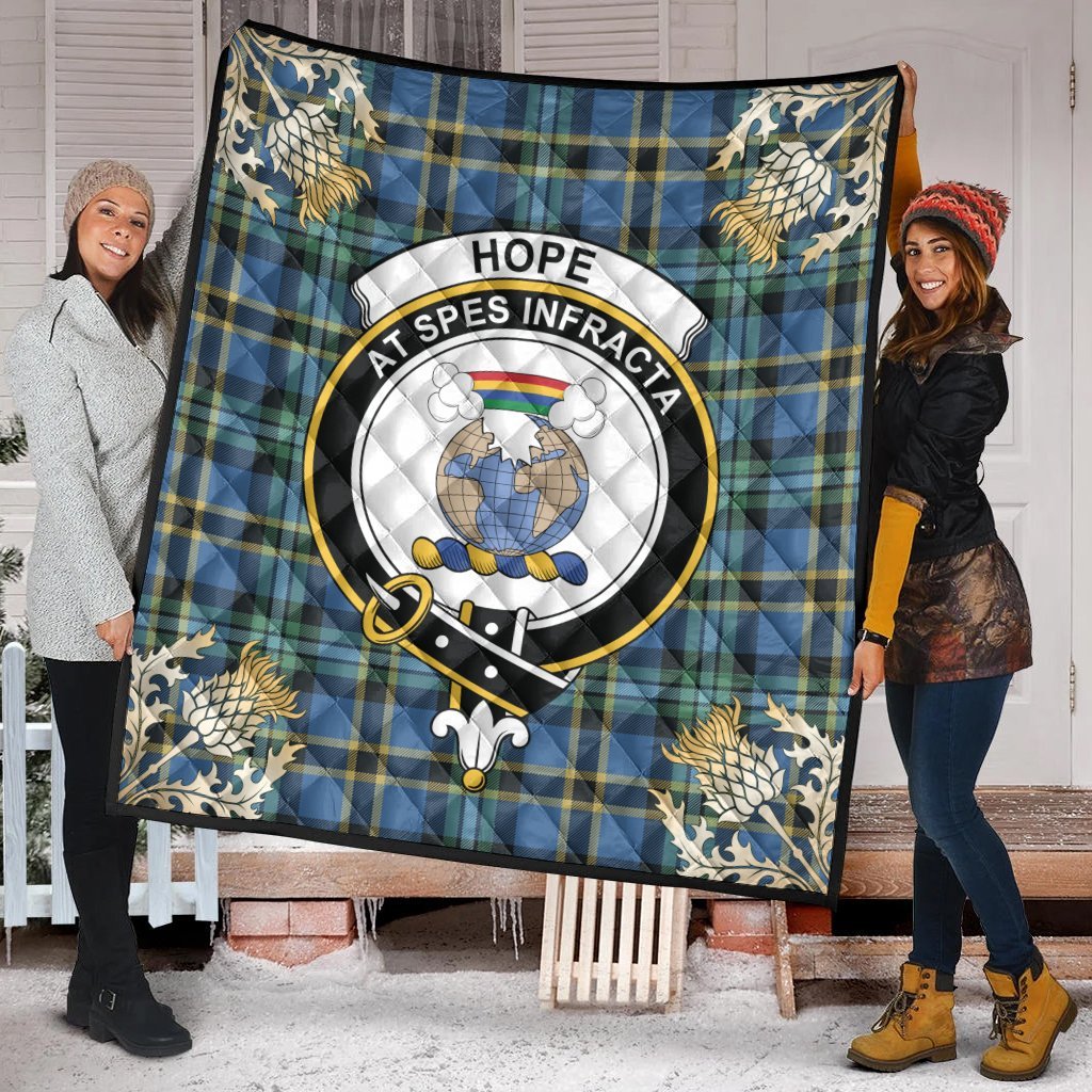 Hope Tartan Crest Premium Quilt - Gold Thistle Style