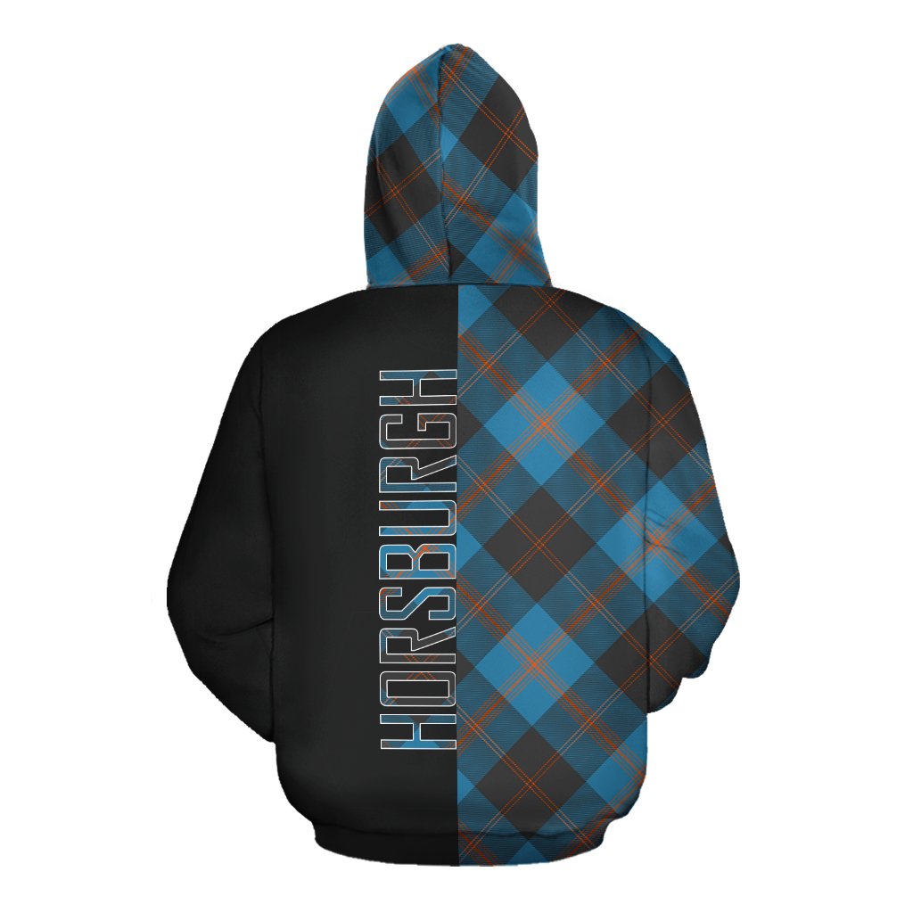 Horsburgh Tartan Hoodie Half of Me - Cross Style