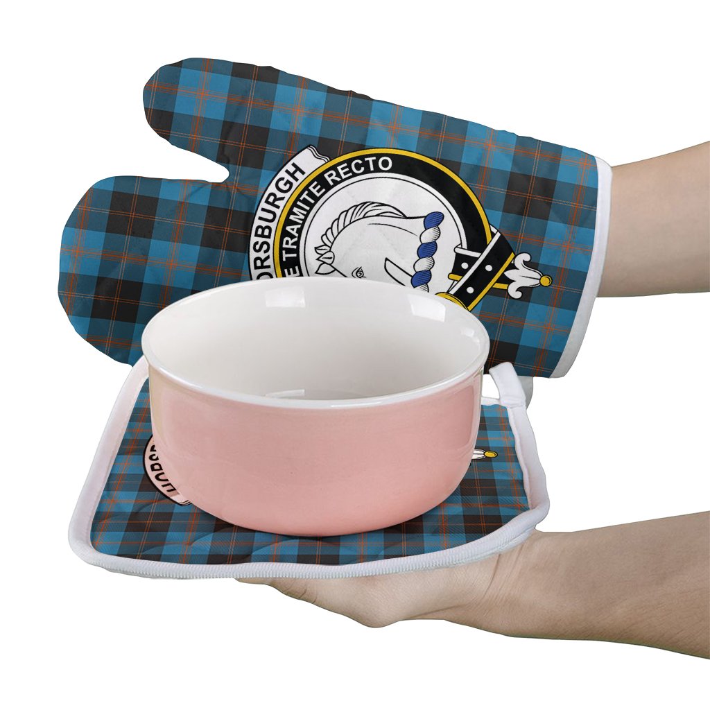 Horsburgh Tartan Crest Oven Mitt And Pot Holder (2 Oven Mitts + 1 Pot Holder)