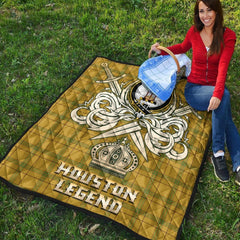 Houston Tartan Crest Legend Gold Royal Premium Quilt