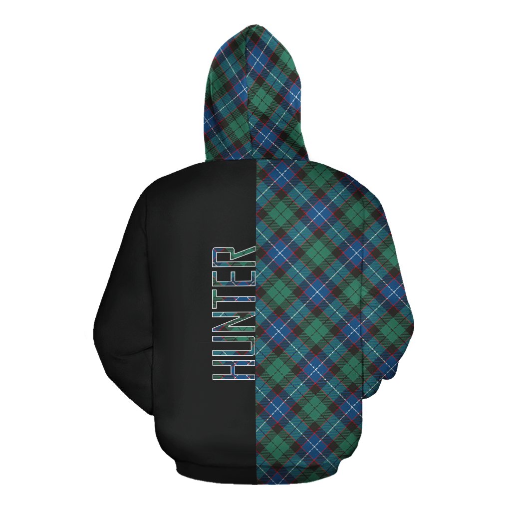 Hunter Ancient Tartan Hoodie Half of Me - Cross Style