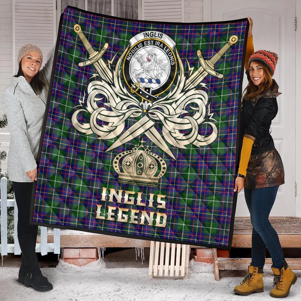 Inglis Modern Tartan Crest Legend Gold Royal Premium Quilt