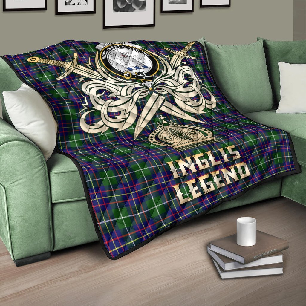 Inglis Modern Tartan Crest Legend Gold Royal Premium Quilt