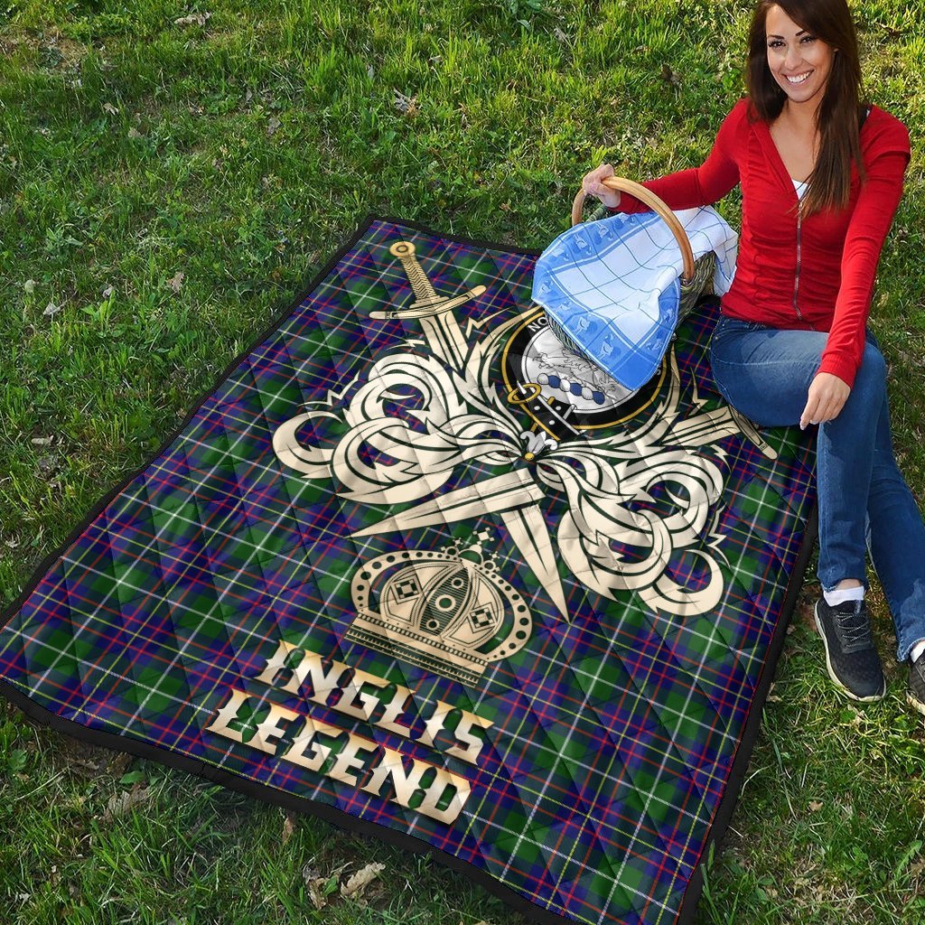 Inglis Modern Tartan Crest Legend Gold Royal Premium Quilt